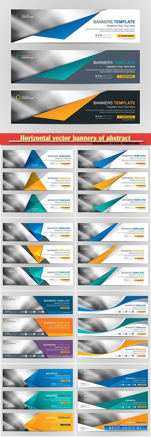 Horizontal vector banners of abstract design