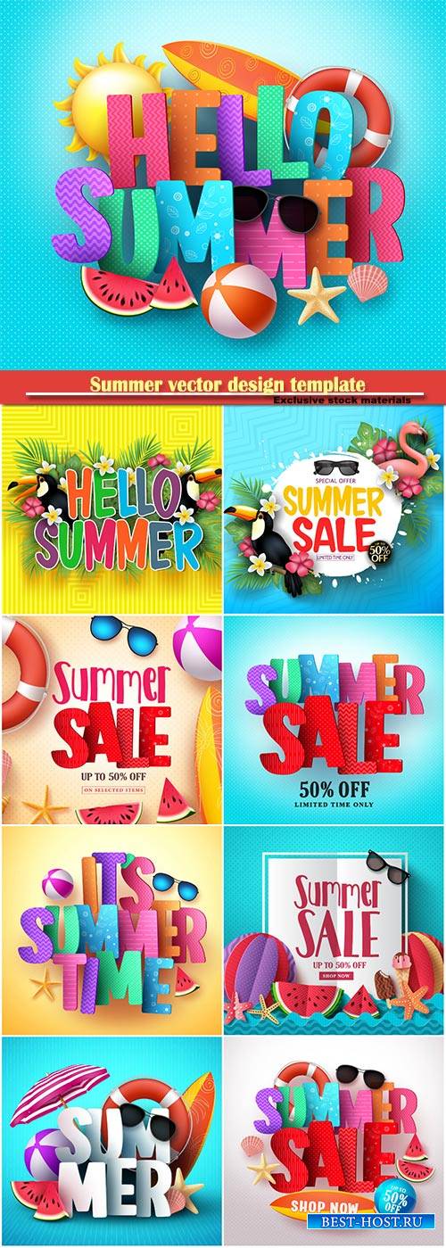 Summer vector design template, sale background
