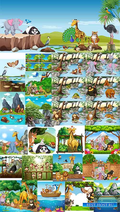Животные в тропиках - Вектор детский / Animals in the tropics - Vector child