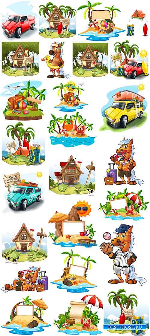 Чудесная летняя пора - Векторный клипарт / Wonderful summer time - Vector Graphics