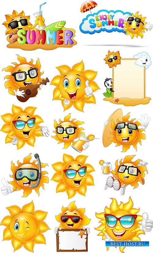 Весёлое солнышко - Векторный клипарт / Cheerful sun - Vector Graphics