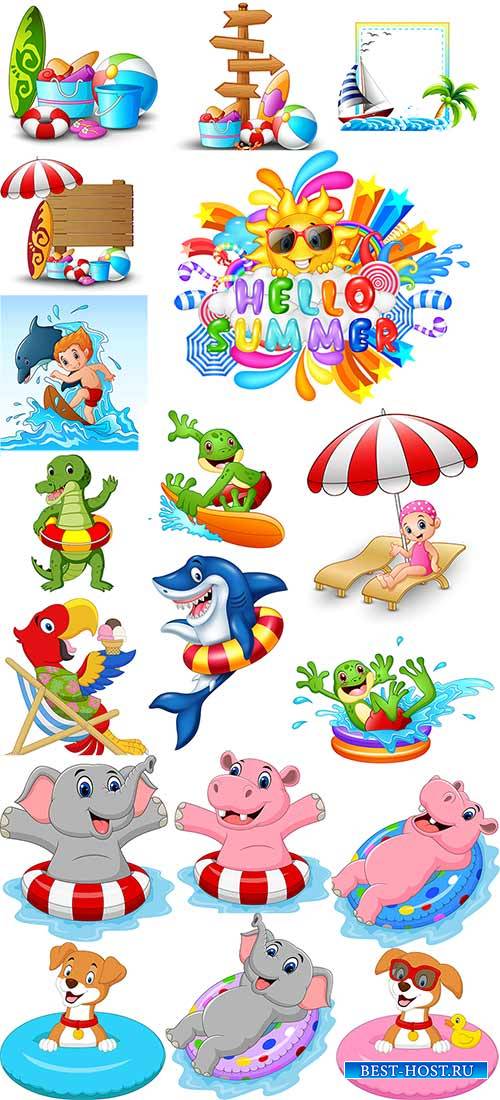 Летний клипарт в векторе / Summer clipart in vector