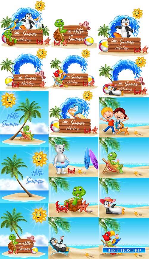 Летние фоны в векторе - 2 / Summer backgrounds in vector -2