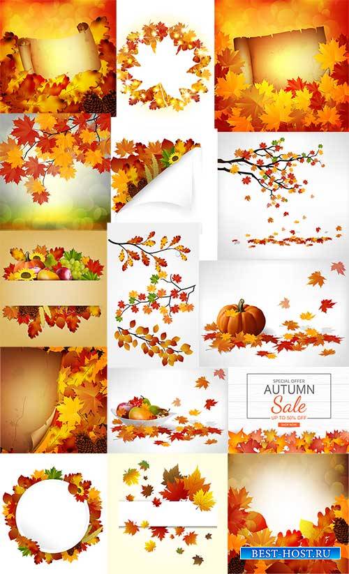 Осенние фоны в векторе / Autumn backgrounds in vector