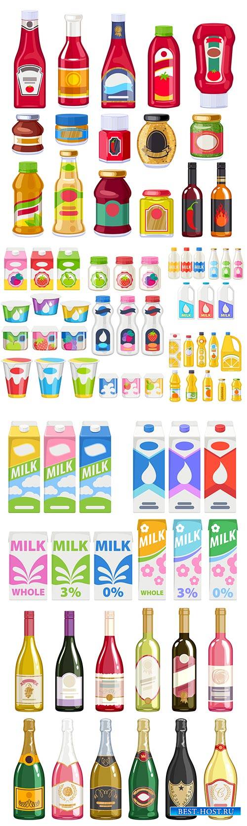 Bottles vector set products packaging
