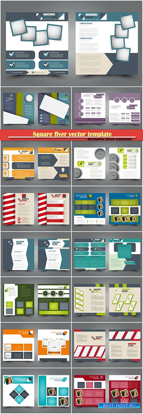 Square flyer vector template, simple brochure design for business and education # 4