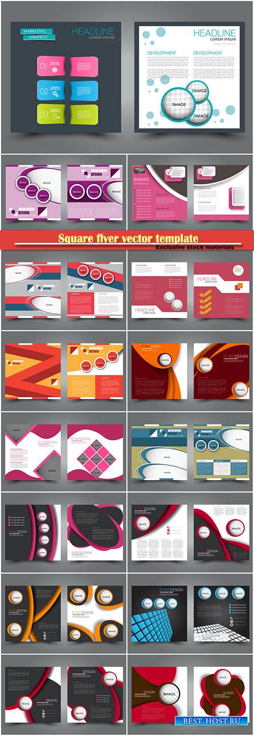 Square flyer vector template, simple brochure design for business and educa ...