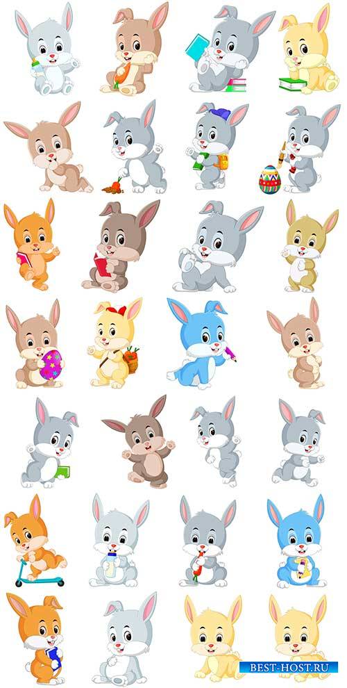 Симпатичные кролики в векторе / Cute rabbits in vector