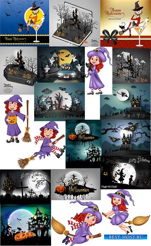 Хэллоуин - Фоны в векторе / Halloween - Backgrounds in vector