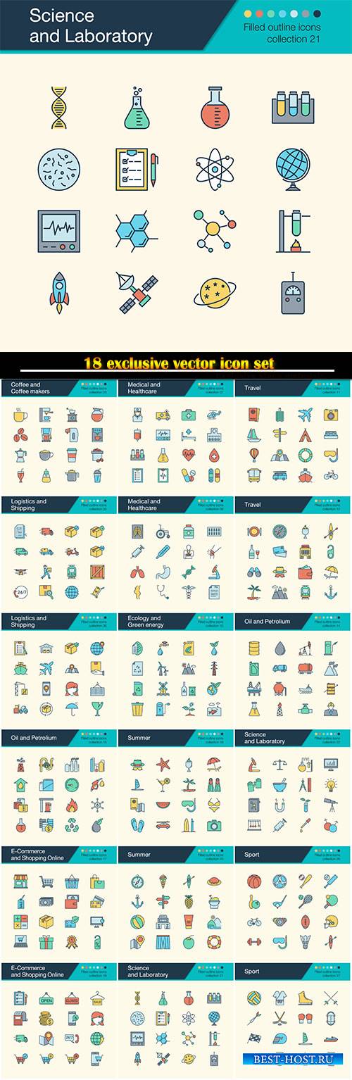 Icons vector set, or presentation, graphic design, mobile application, web  ...