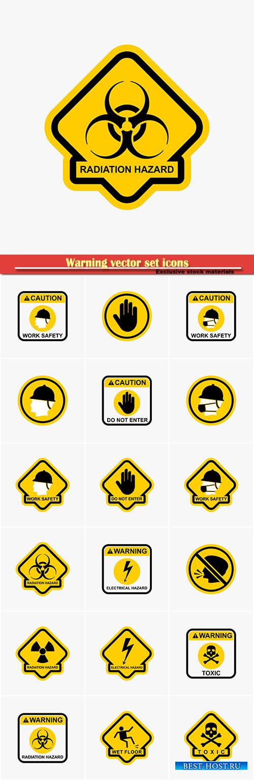 Warning vector set icons