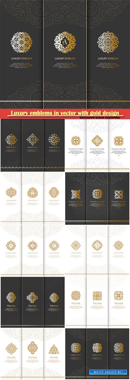Luxury emblems in vector with gold design