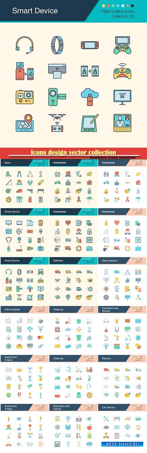 Icons design vector collection for presentation, graphic design, mobile app ...