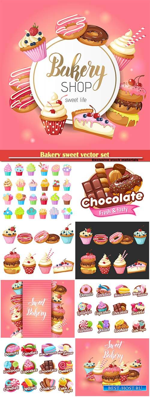 Bakery sweet vector set