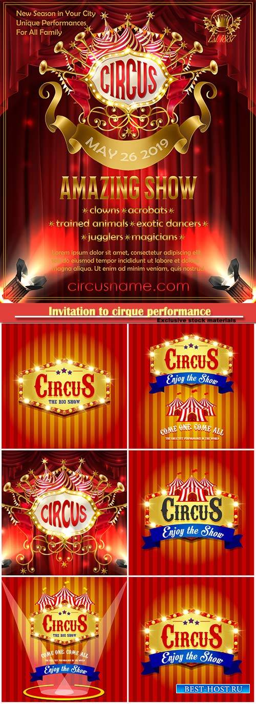 Vector advertising poster for circus amazing show, invitation to cirque per ...