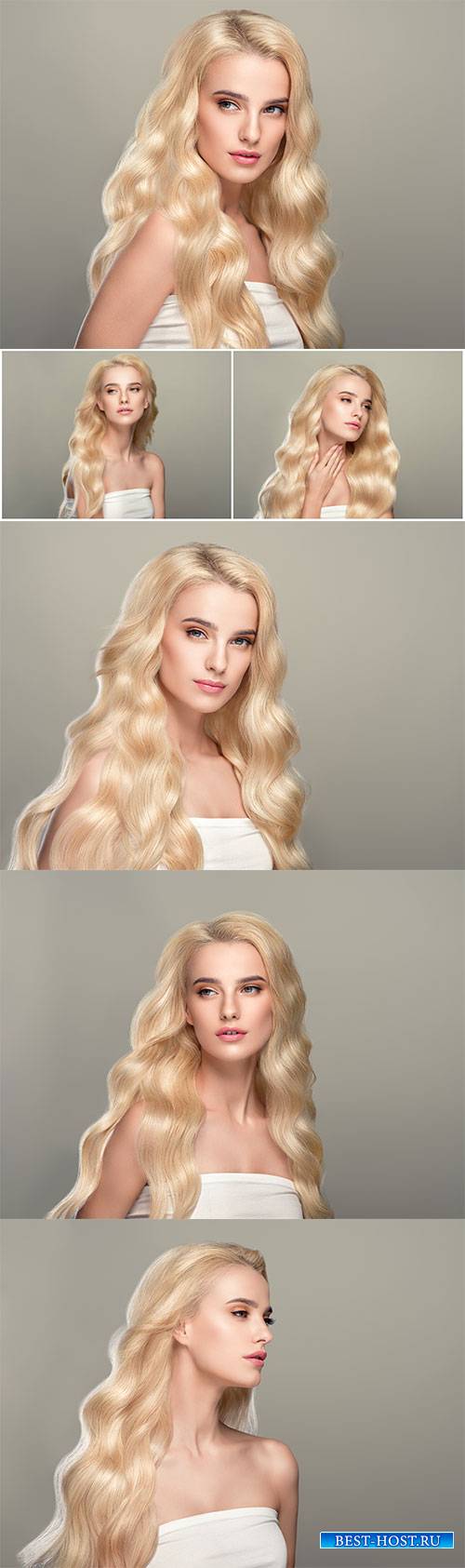Beautiful girl with wavy white hair