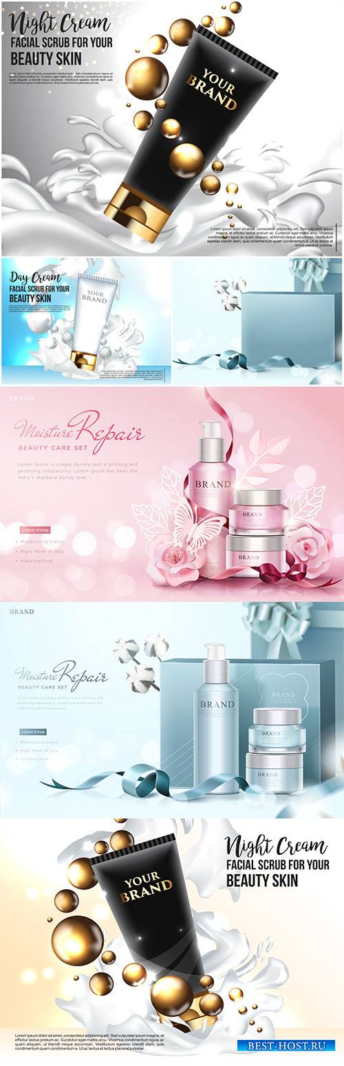 Cosmetics promotional poster design vector illustration