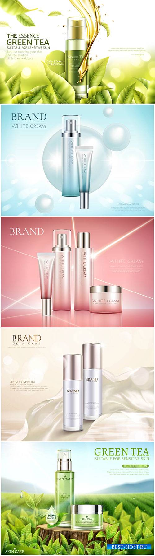 Cosmetic product set in 3d vector illustration