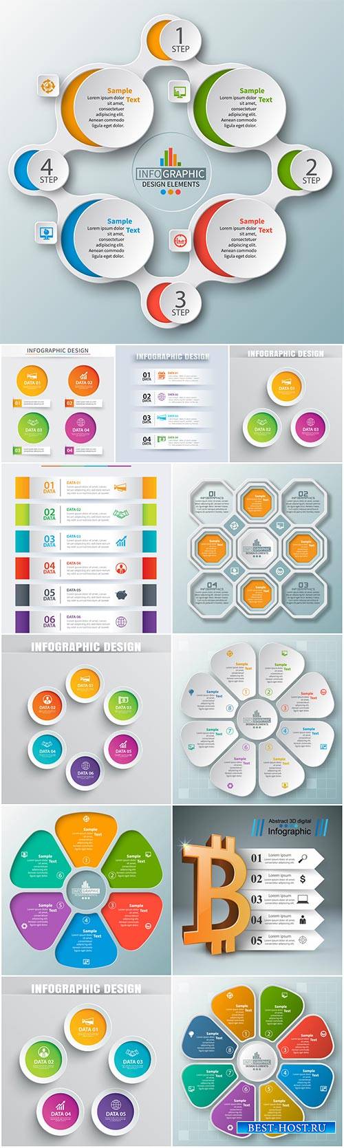 Vector abstract 3d paper business infographic elements