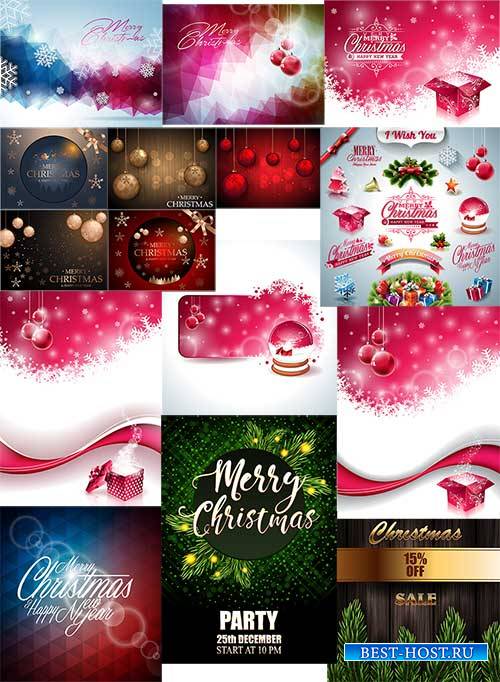 Новогодние фоны - Векторный клипарт / Christmas backgrounds - Vector Graphi ...