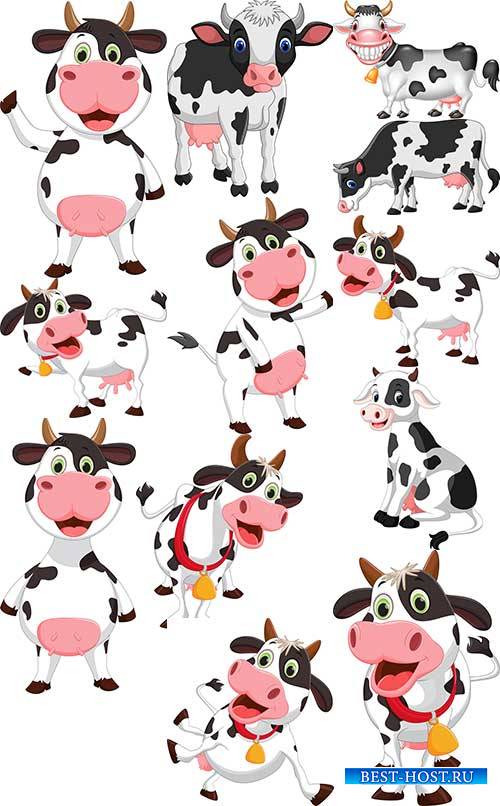 Забавная корова - Векторный клипарт / Funny cow - Vector Graphics