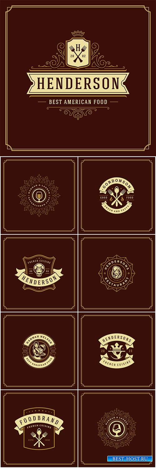Restaurant logo design vector illustration, restaurant menu and cafe badge