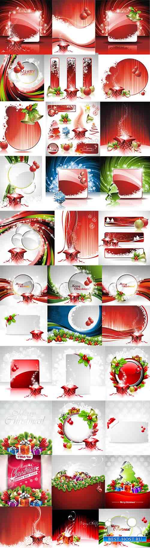 Новогодние фоны - 5 - Векторный клипарт / Christmas backgrounds -5 - Vector ...