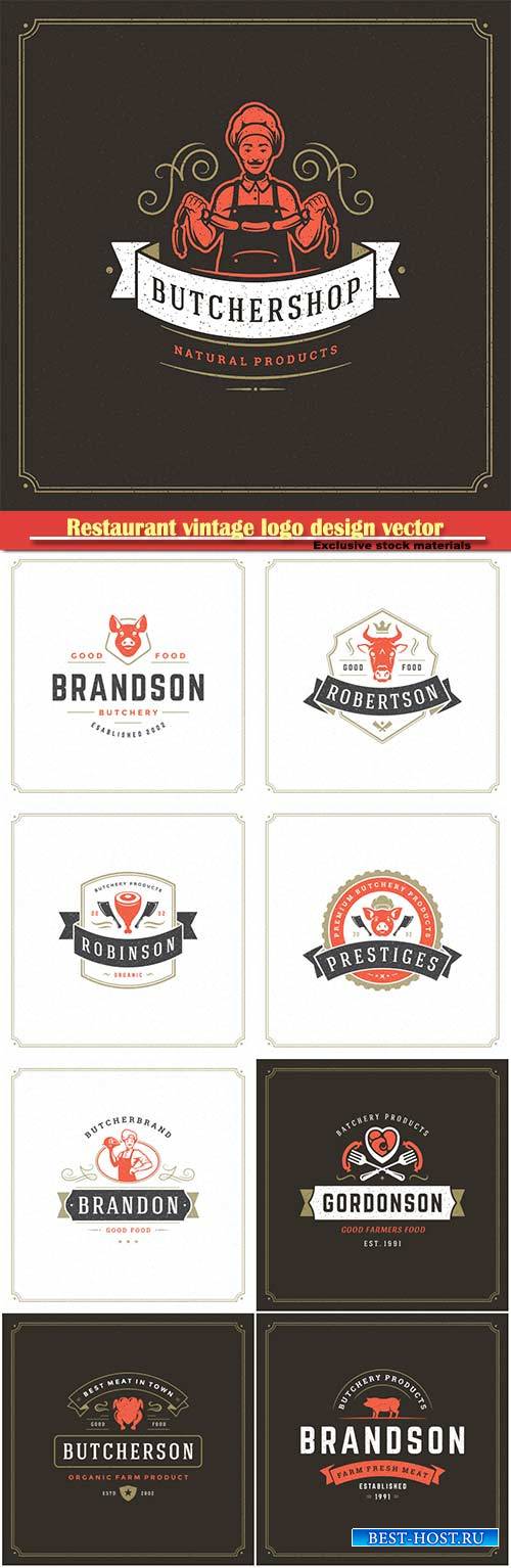 Restaurant vintage logo design vector illustration
