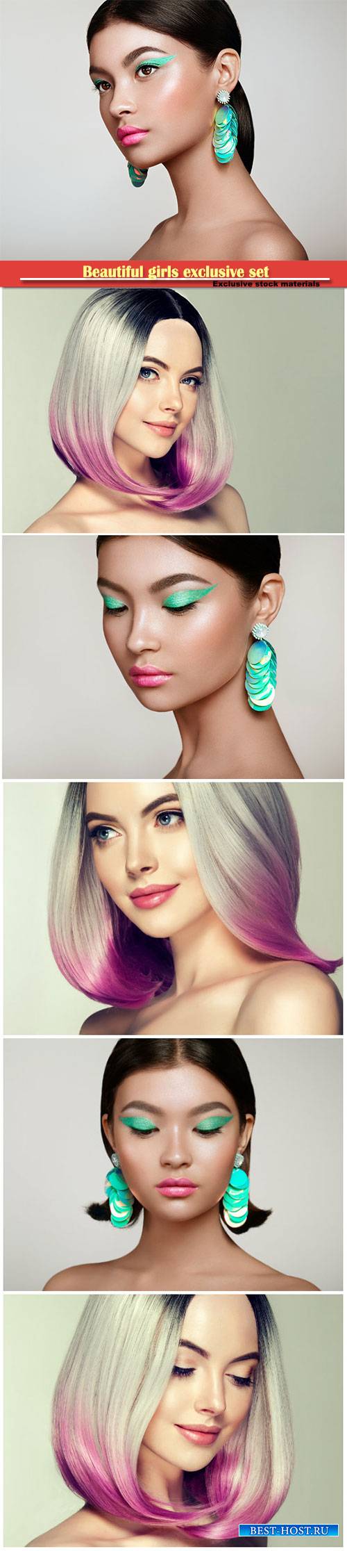 Fashion girls with makeup and dyed hair