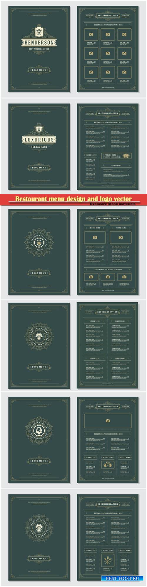 Restaurant menu design and logo vector brochure template