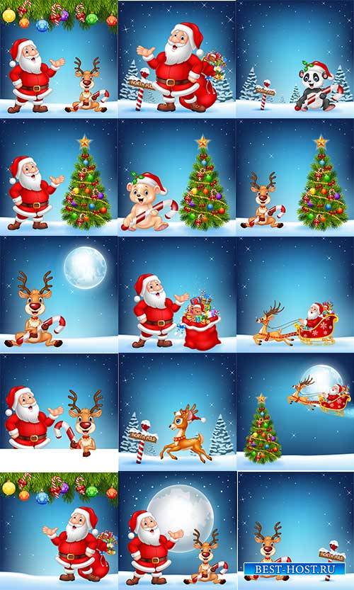 Новогодние фоны - 8 - Векторный клипарт / Christmas backgrounds -8 - Vector Graphics