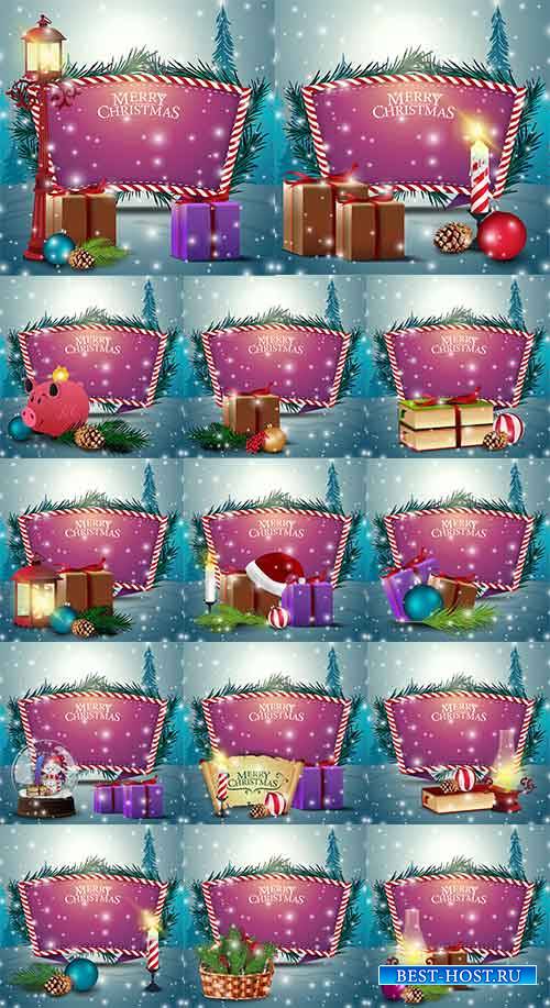 Новогодние фоны - 8 - Векторный клипарт / Christmas backgrounds -8 - Vector Graphics
