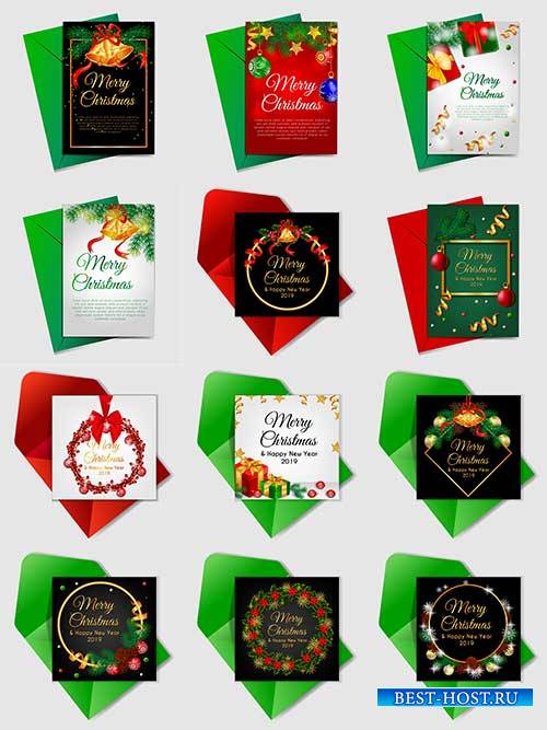 Новогодние открытки - Векторный клипарт / Christmas cards - Vector Graphics