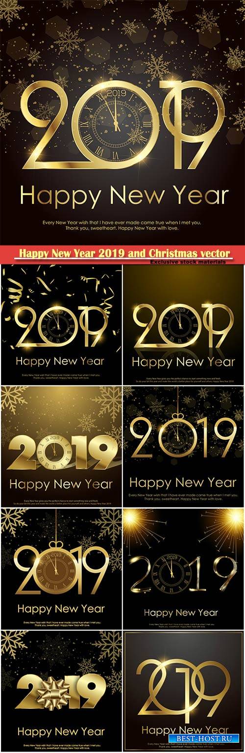 Happy New Year 2019 and Christmas vector background