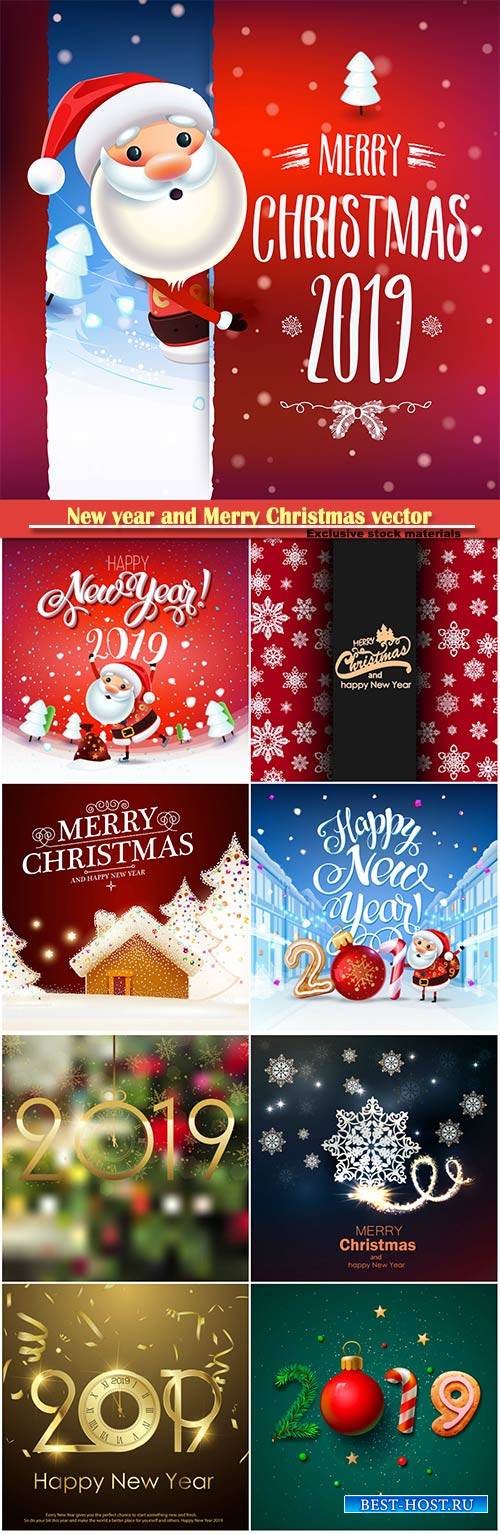 2019 New year and Merry Christmas winter vector background