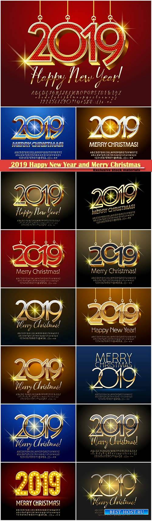 2019 Happy New Year and Merry Christmas design decorative