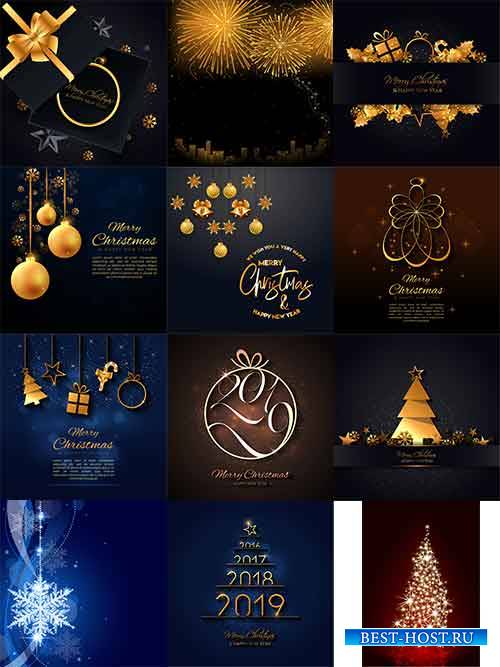 Новогодние фоны - 11 - Векторный клипарт / Christmas backgrounds -11 - Vector Graphics