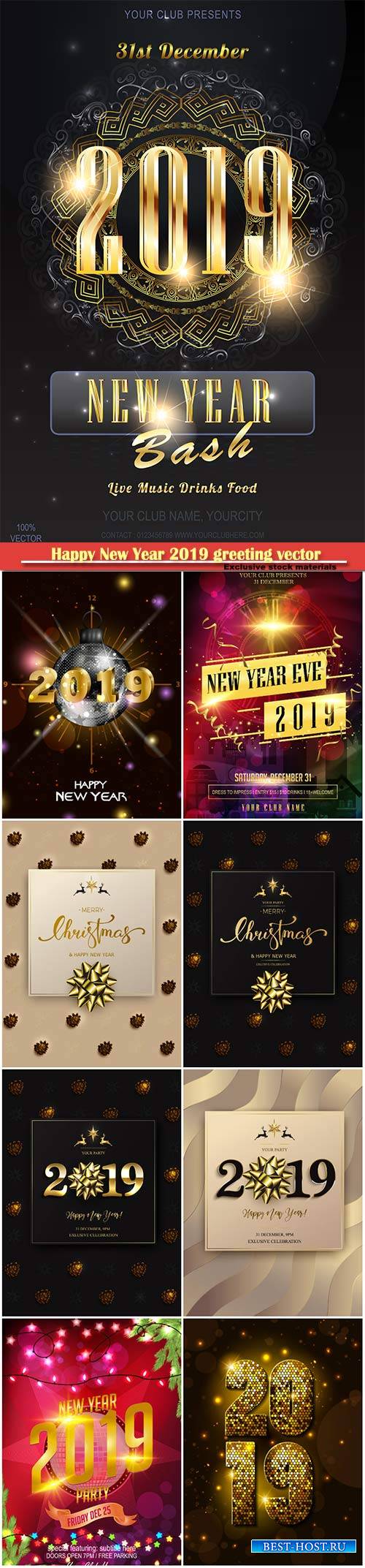 Happy New Year 2019 greeting vector background