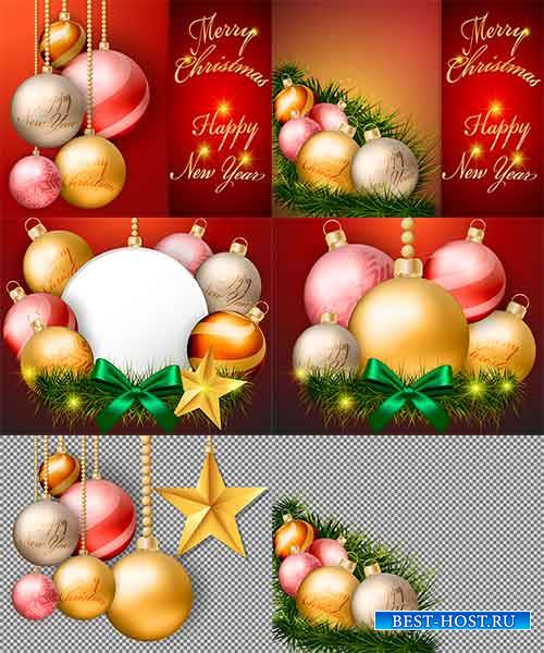 Фоны с новогодними шарами в векторе / Backgrounds with Christmas balls in v ...
