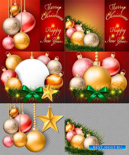 Фоны с новогодними шарами в векторе / Backgrounds with Christmas balls in vector