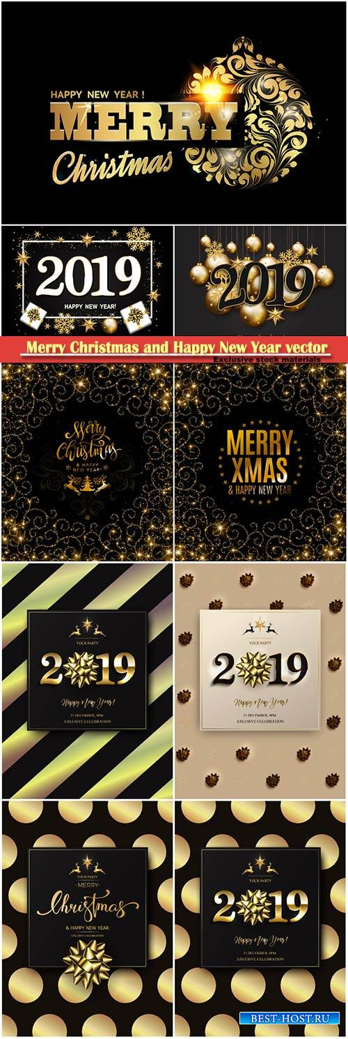 2019 Merry Christmas and Happy New Year vector design # 2
