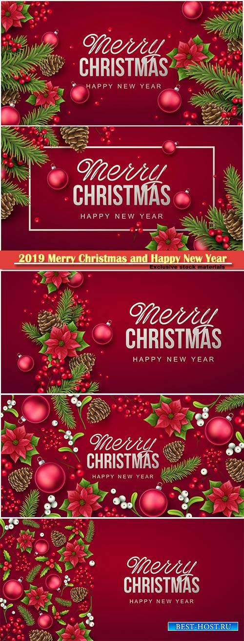 2019 Merry Christmas and Happy New Year vector design # 14
