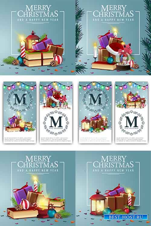 Новогодние открытки - 6 - Векторный клипарт / Christmas cards - 6 - Vector  ...