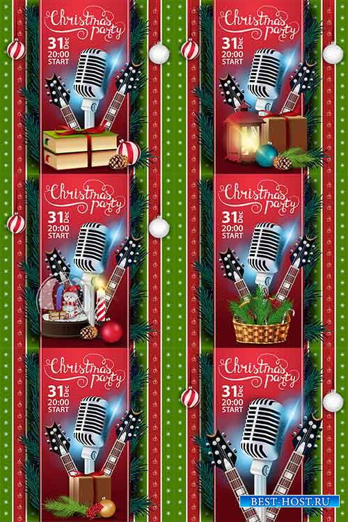 Музыкальные новогодние фоны - Векторный клипарт / Musical Christmas backgrounds - Vector Graphics