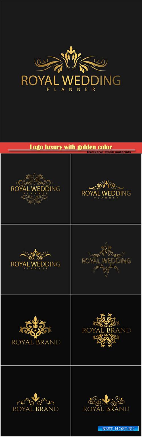 Logo luxury with golden color, royal brand for luxurious corporate