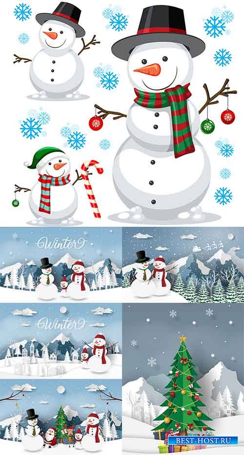 Снеговик - Векторный клипарт / Snowman - Vector Graphics
