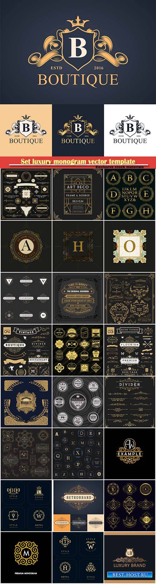Set luxury monogram vector template, logos, badges, symbols # 11