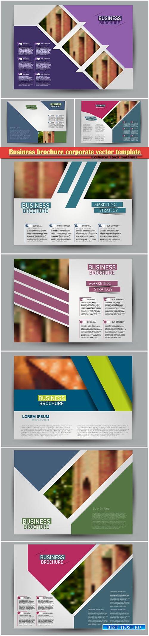 Business brochure corporate vector template, magazine flyer mockup # 3