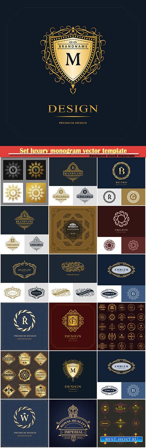 Set luxury monogram vector template, logos, badges, symbols # 16