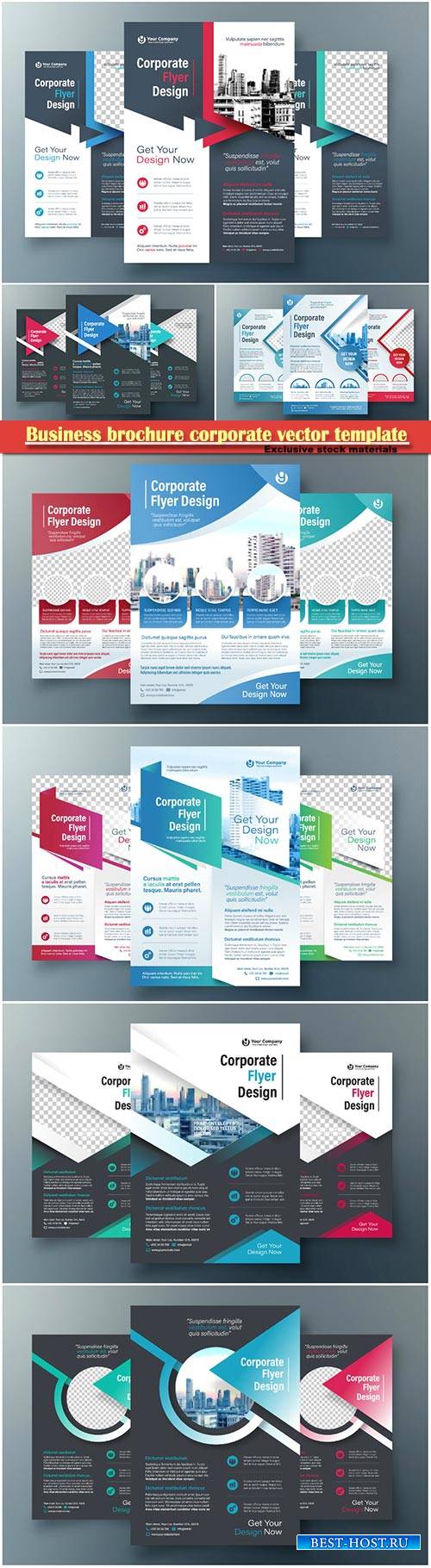 Business brochure corporate vector template, magazine flyer mockup # 11